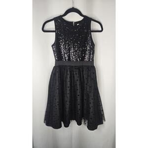 D Signed Disney Black Dress Girls Sequin Party Holiday Large 14-16